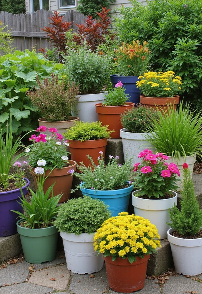 Corner Garden Ideas Landscape Design: A Creative Guide with 19 Space-Saving Inspirations - 13. Container Garden