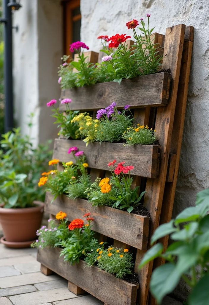 Corner Garden Ideas Landscape Design: A Creative Guide with 19 Space-Saving Inspirations - 4. Pallet Garden Display