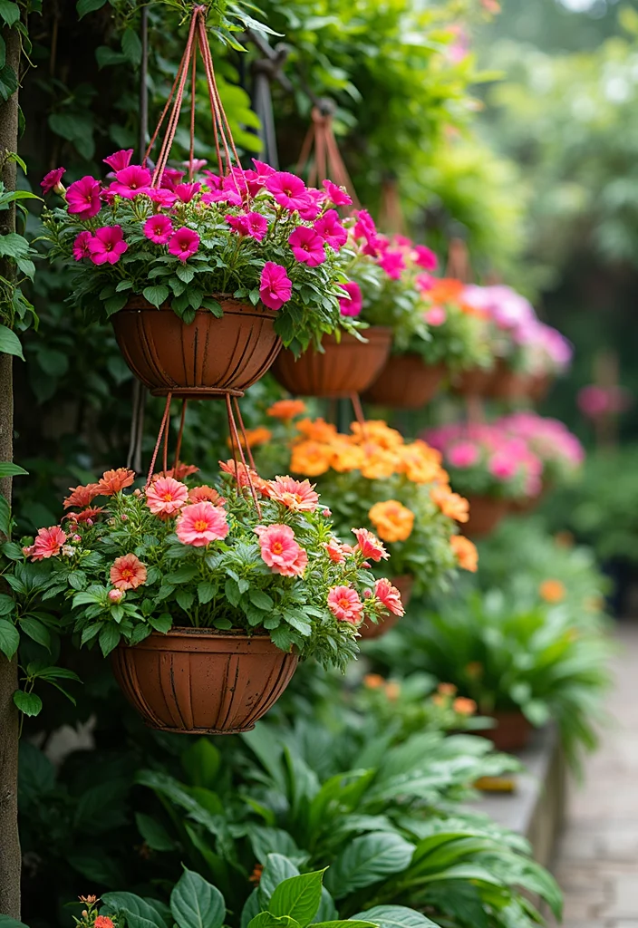 Corner Garden Ideas Landscape Design: A Creative Guide with 19 Space-Saving Inspirations - 5. Hanging Baskets