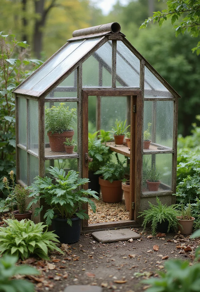Corner Garden Ideas Landscape Design: A Creative Guide with 19 Space-Saving Inspirations - 6. Mini Greenhouse