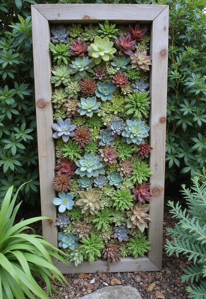 Corner Garden Ideas Landscape Design: A Creative Guide with 19 Space-Saving Inspirations - 7. Succulent Wall Art