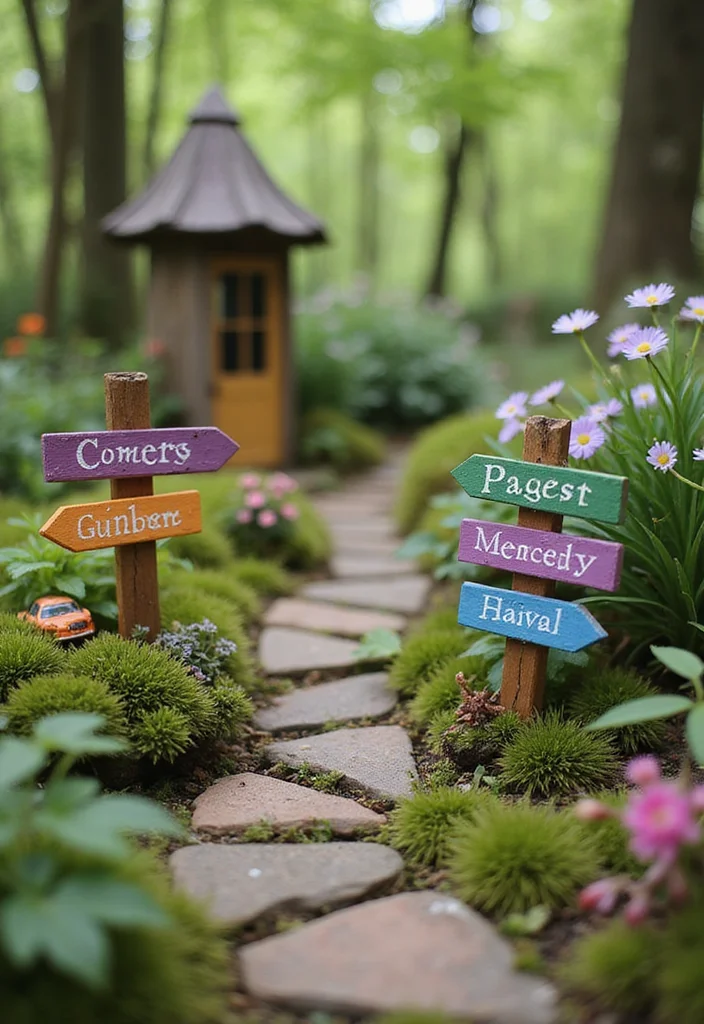 DIY Fairy Garden Ideas: A Creative Guide with 17 Miniature Fantasy Inspirations - 13. Incorporating Miniature Signs