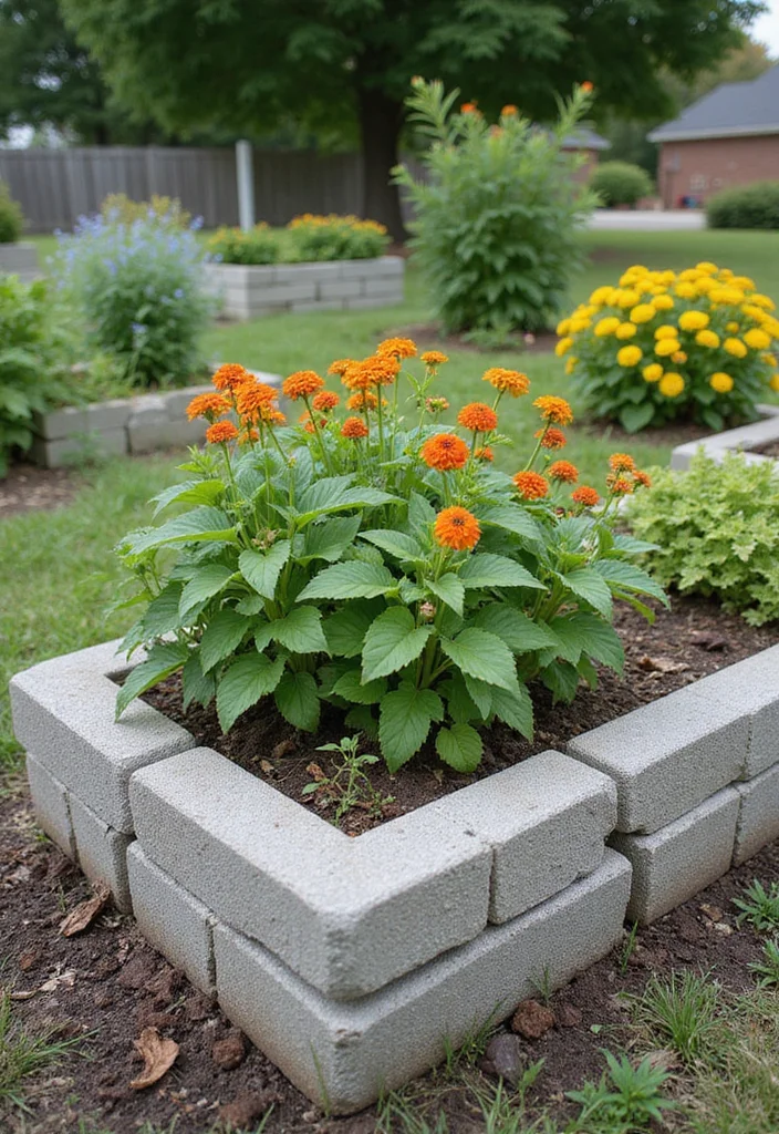 DIY Raised Garden Bed: A Step-by-Step Guide with 17 Creative Build Inspirations - 8. Concrete Block Raised Bed