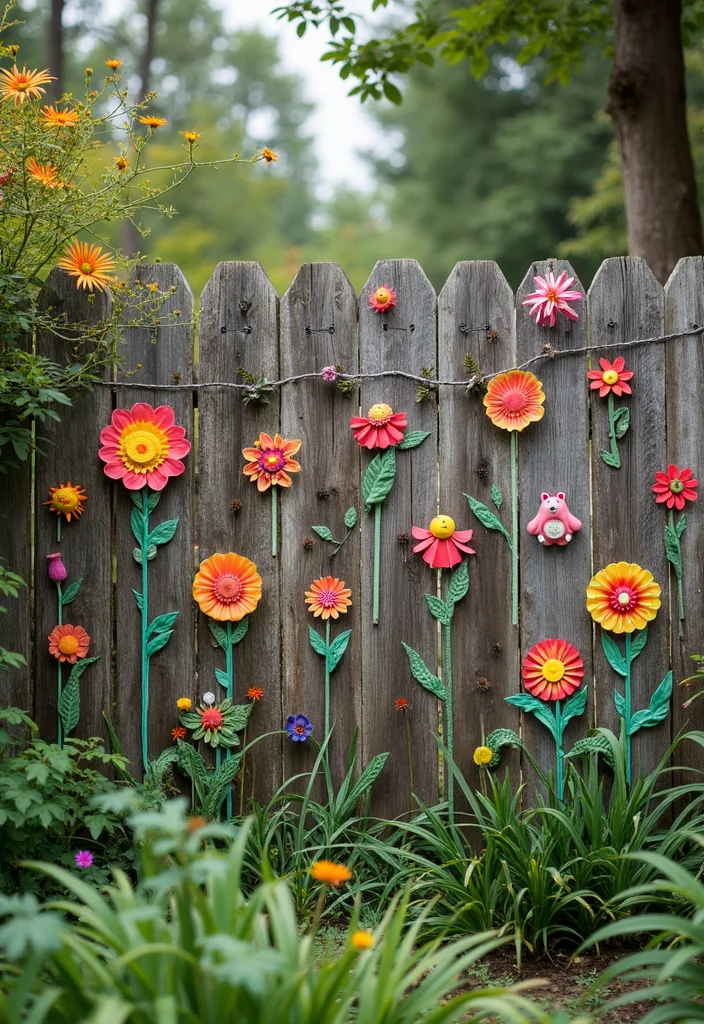 Garden Art Sculptures DIY: A Crafty Guide with 17 Creative Outdoor Art Inspirations - 17. Colorful Fence Decorations