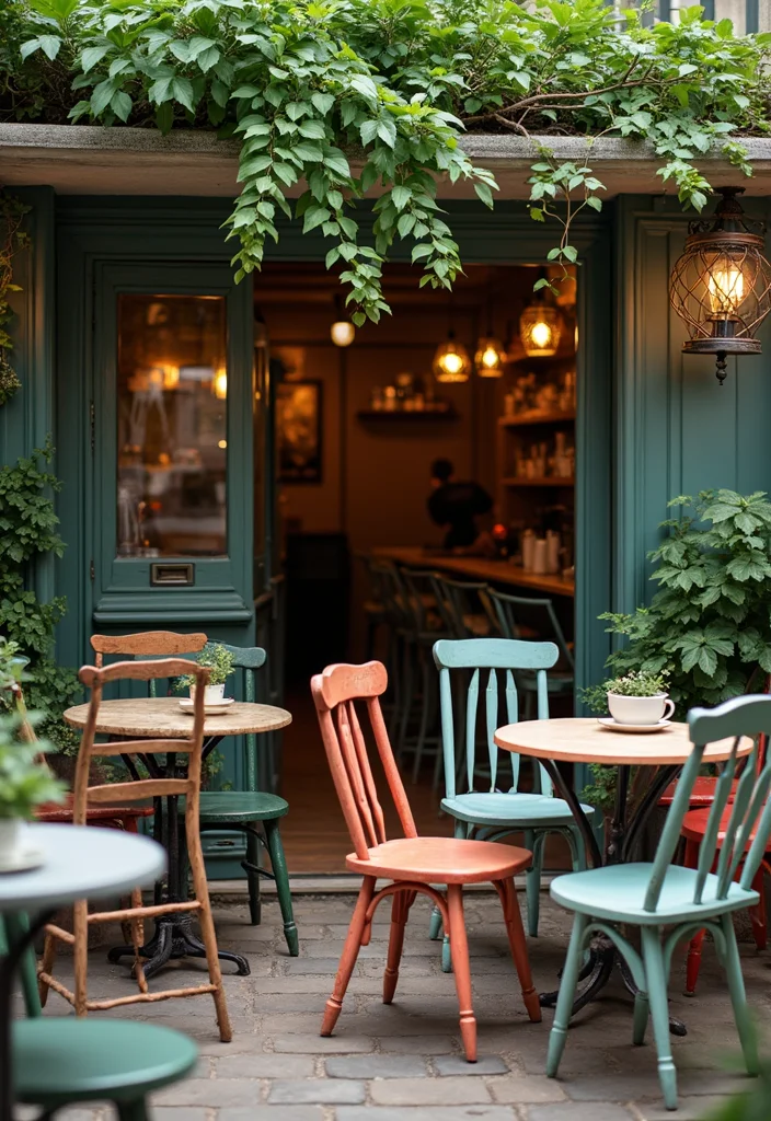 Garden Coffee Shop Design Outdoor: A Cozy Guide with 18 Relaxed Atmosphere Inspirations - 8. Vintage Furniture