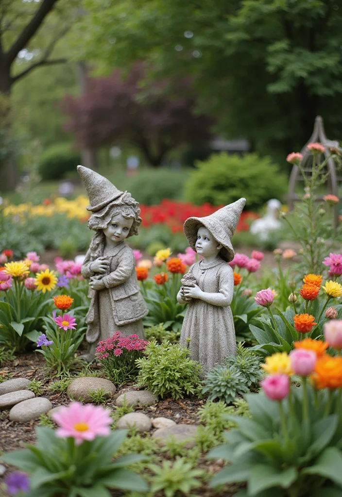 Garden Design Front of House: A Welcoming Guide with 17 Entrance-Focused Inspirations - 10. Artful Garden Statues