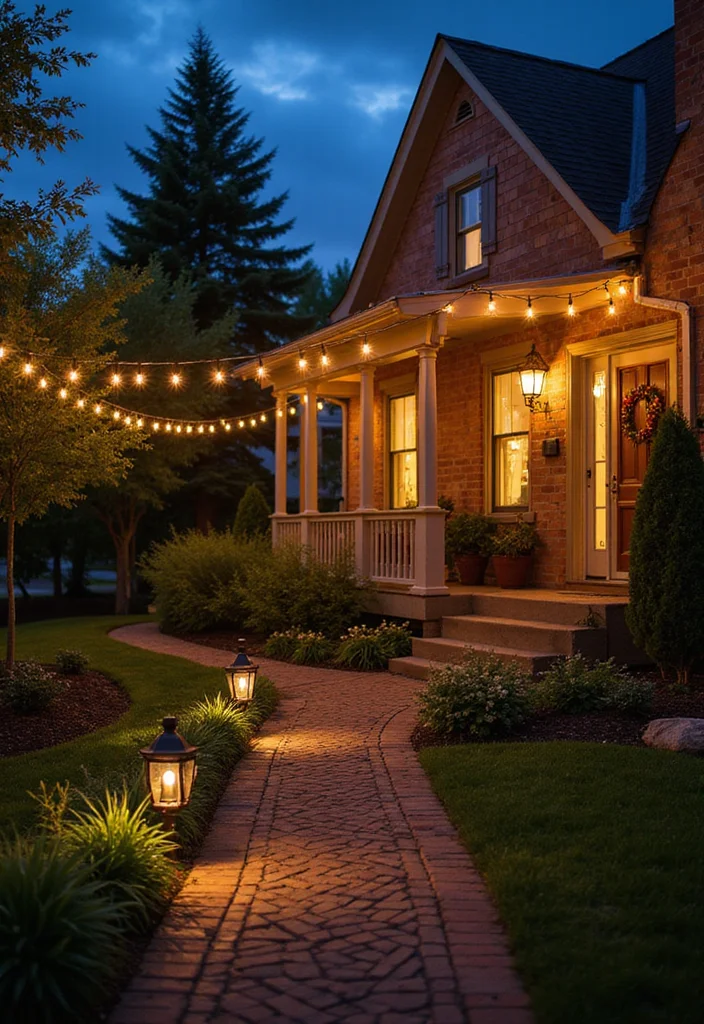 Garden Design Front of House: A Welcoming Guide with 17 Entrance-Focused Inspirations - 5. Welcoming Lights