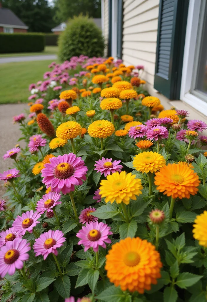 Garden Ideas Front of House: A Welcoming Guide with 20 Charming Entryway Inspirations - 11. Bright and Cheerful Entryway Flowers