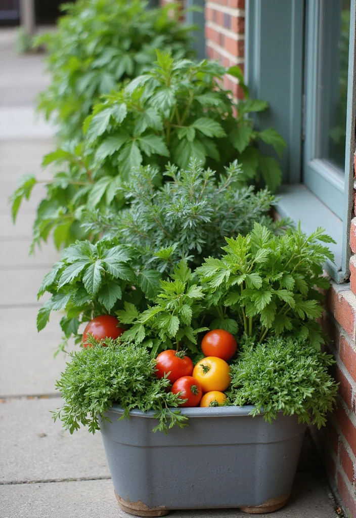 Garden Ideas Front of House: A Welcoming Guide with 20 Charming Entryway Inspirations - 12. Edible Container Gardens