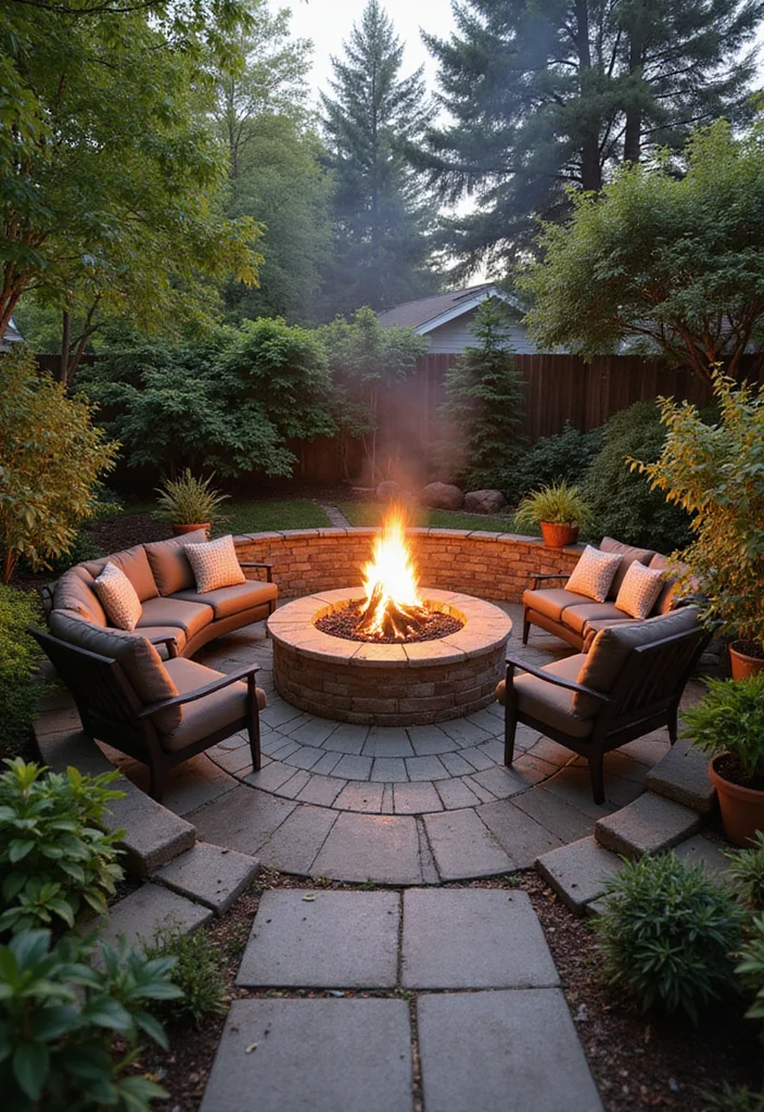 Garden Ideas Front of House: A Welcoming Guide with 20 Charming Entryway Inspirations - 14. Cozy Fire Pit Area