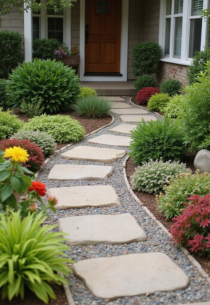 Garden Ideas Front of House: A Welcoming Guide with 20 Charming Entryway Inspirations - 15. Decorative Garden Pathways