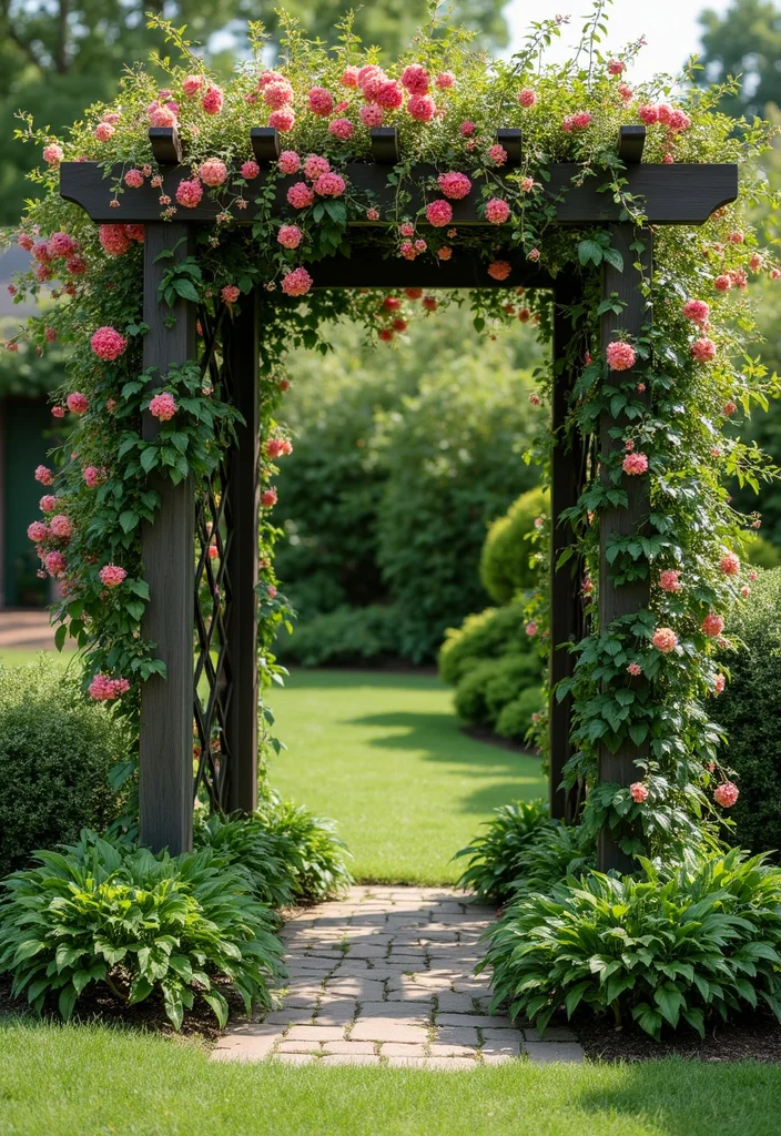 Garden Ideas Front of House: A Welcoming Guide with 20 Charming Entryway Inspirations - 9. Climbing Vines on Trellises