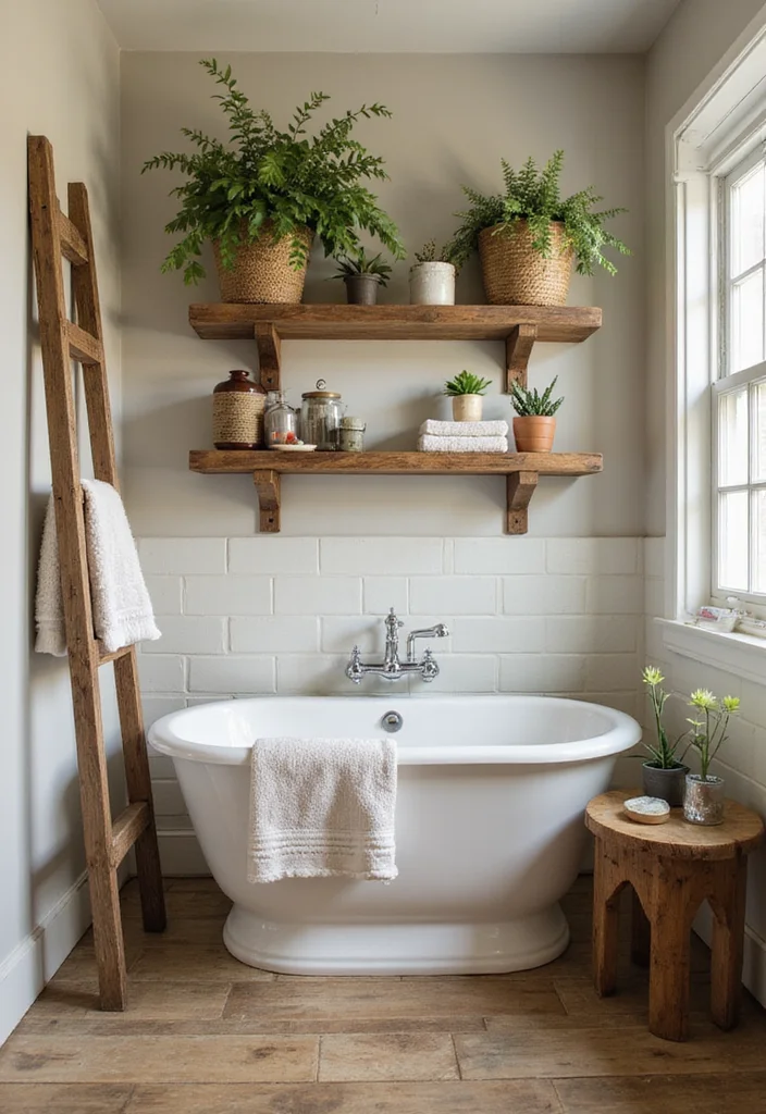 Garden Tub Decor Master Bath: A Relaxing Guide with 19 Spa-Like Styling Inspirations - 10. Rustic Charm with Reclaimed Wood