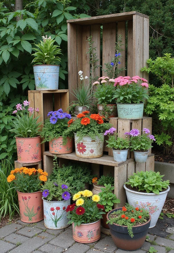 Grow a Garden Design Ideas: A Beginner-Friendly Guide with 17 Simple Growing Inspirations - 4. Repurposed Containers for a Rustic Touch