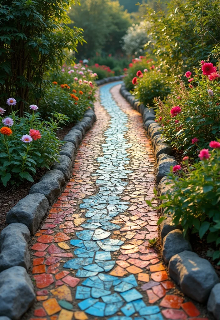 Hippie Garden Ideas Boho Decor: A Free-Spirited Guide with 18 Eclectic Design Inspirations - 5. Mosaic Pathways