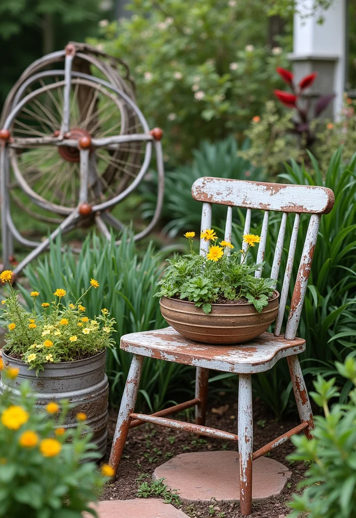 Home Garden Design Small Outdoor: A Practical Guide with 19 Compact Outdoor Inspirations - 17. Repurposed Garden Decor