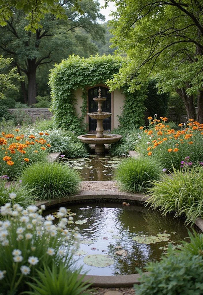 Mediterranean Garden Design Tuscan Style: A Warm Guide with 20 Old-World Charm Inspirations - 7. Add a Water Feature