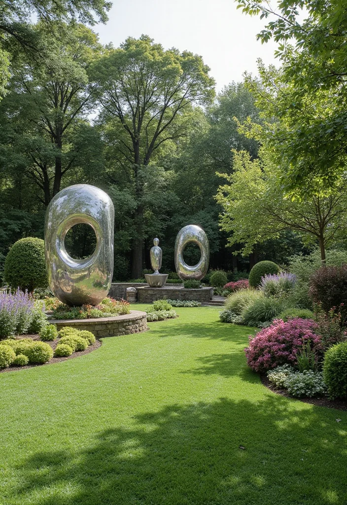 Modern Garden Design Luxury Backyards: A High-End Guide with 19 Elegant Outdoor Inspirations - 9. Outdoor Art Installations: Creative Expressions