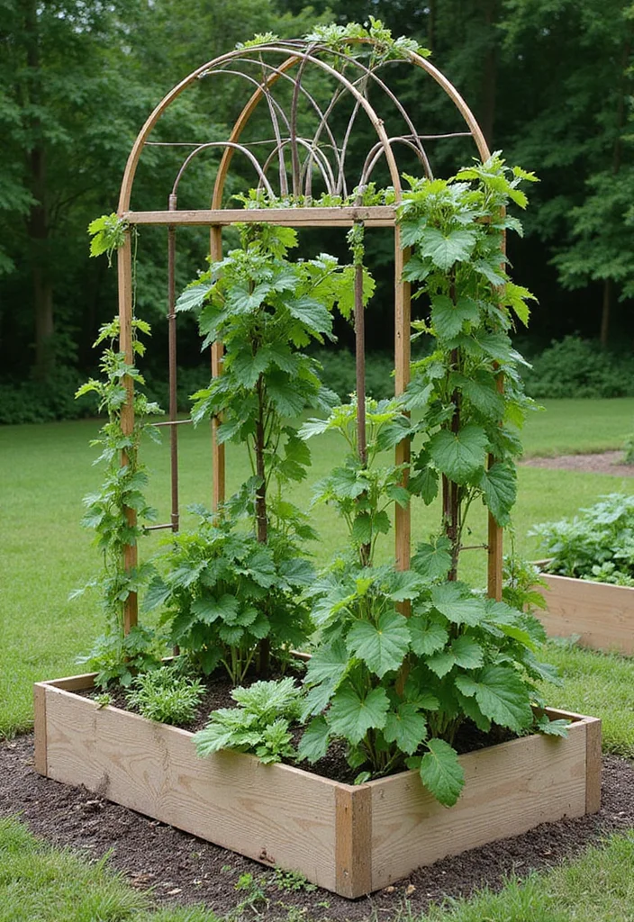 Raised Garden Beds Layout: A Structured Guide with 19 Efficient Growing Layout Inspirations - 11. Raised Beds with Trellises