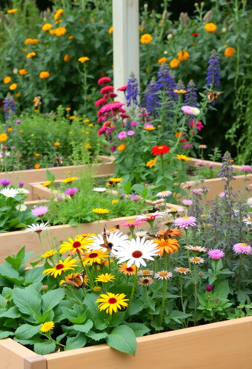 Raised Vegetable Garden Design Layout: A Builder’s Guide with 19 Productive Layout Inspirations - 17. A Pollinator-Friendly Garden
