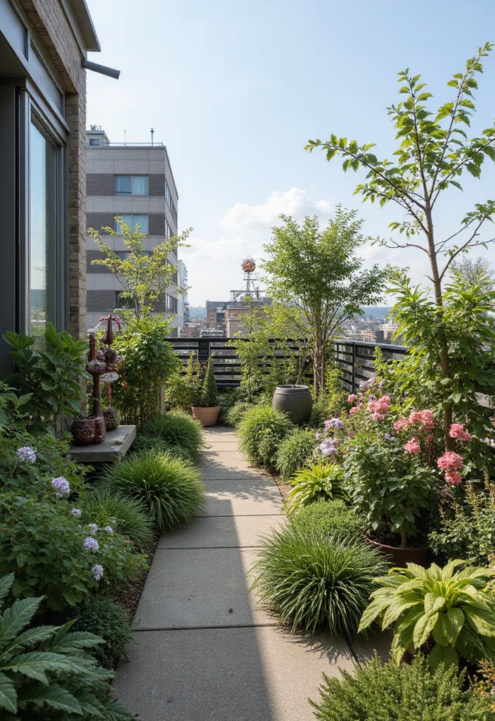 Roof Garden Design Rooftop Terrace: A Stylish Guide with 20 Elevated Outdoor Inspirations - 16. Garden Art: Personal Expressions