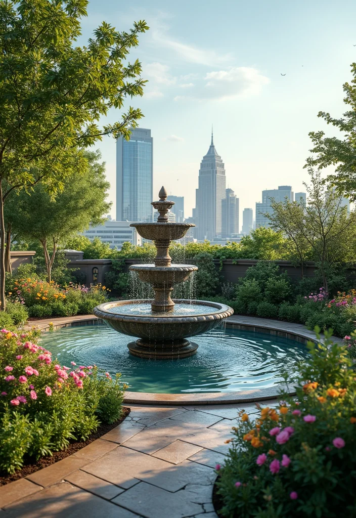 Roof Garden Design Rooftop Terrace: A Stylish Guide with 20 Elevated Outdoor Inspirations - 6. Water Features: Serenity Above the City