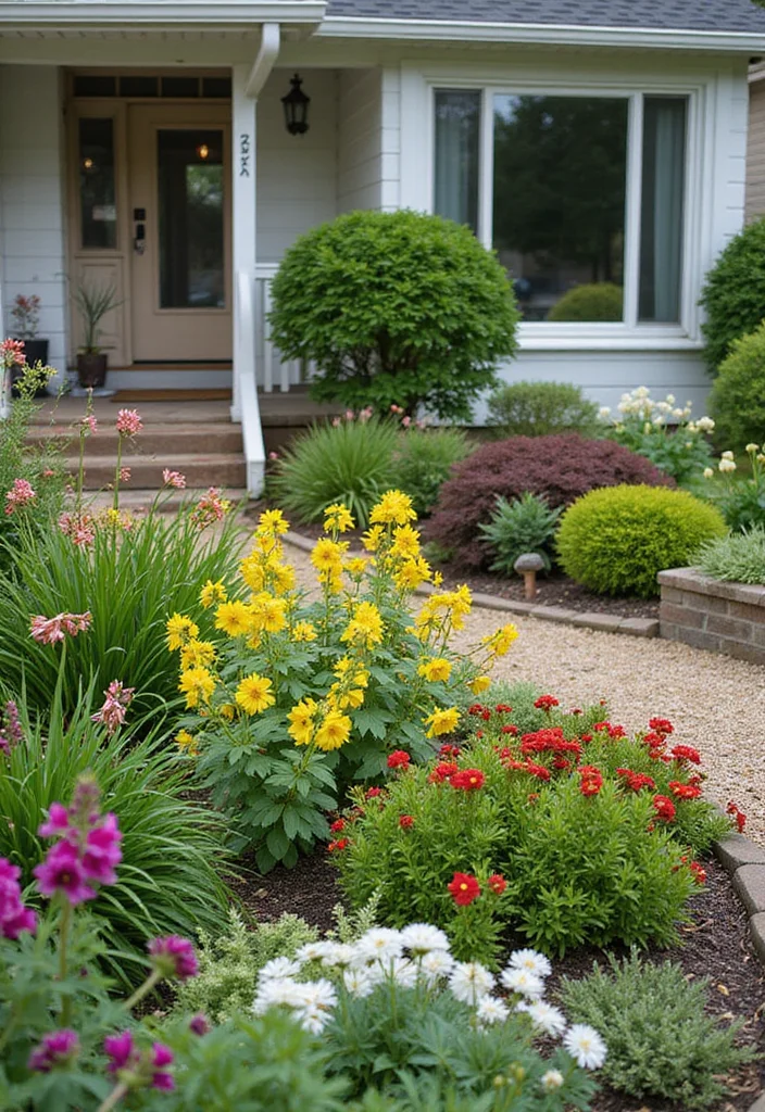 Small Front Garden Ideas: A Compact Guide with 18 Charming Outdoor Inspirations - 7. Colorful Flower Beds