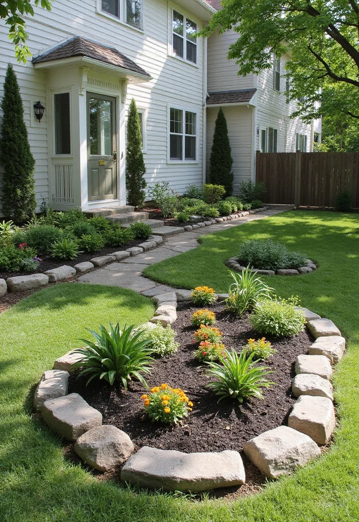 Small Front Garden Ideas: A Compact Guide with 18 Charming Outdoor Inspirations - 9. Stone Borders and Edging