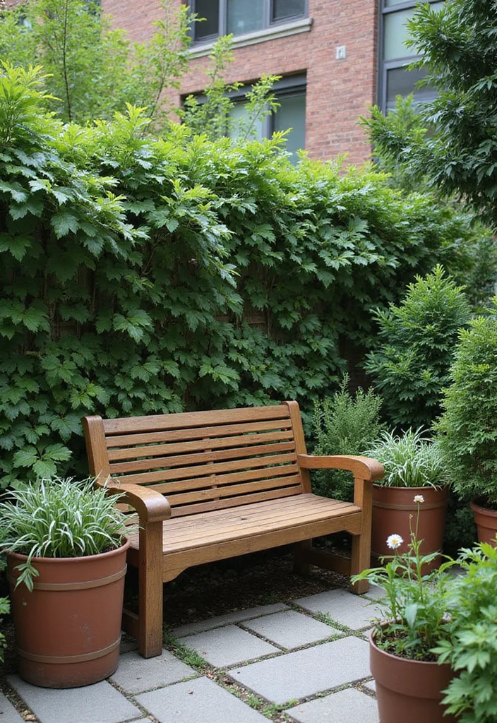 Small Garden Layout Ideas Design: A Smart Guide with 17 Well-Planned Layout Inspirations - 13. Garden Bench with Planters