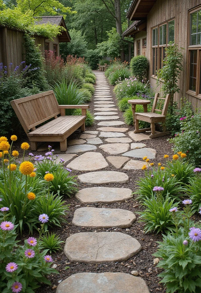 Square Garden Design Layout Landscaping: A Structured Guide with 20 Balanced Layout Inspirations - 19. Rustic Charm