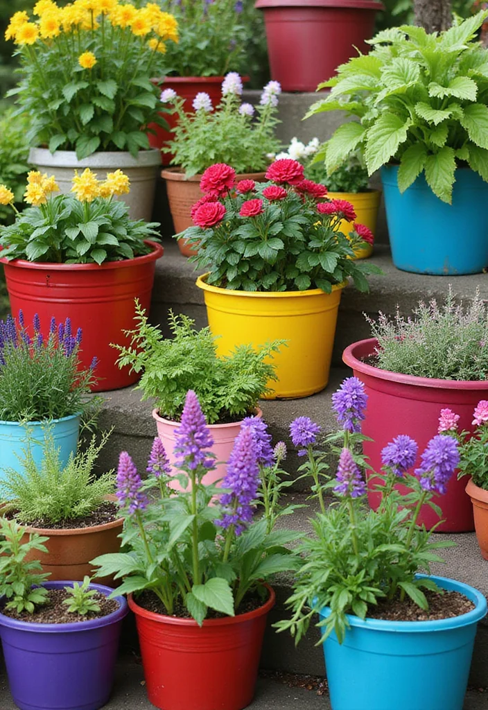 Square Garden Design Layout Landscaping: A Structured Guide with 20 Balanced Layout Inspirations - 5. Container Gardens