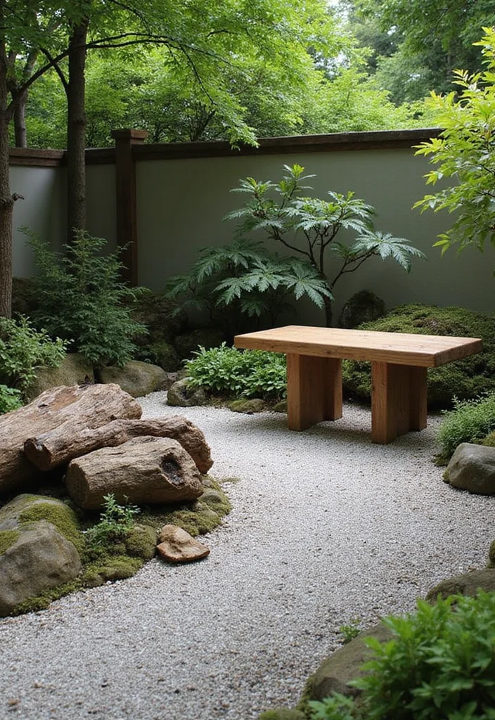 Zen Garden Design Meditation Space: A Peaceful Guide with 20 Serenity-Focused Inspirations - 10. Incorporating Wood Elements