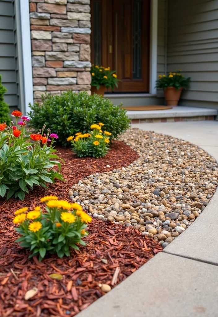 Garden Design Front of House: A Welcoming Guide with 17 Entrance-Focused Inspirations - 14. Artistic Mulching